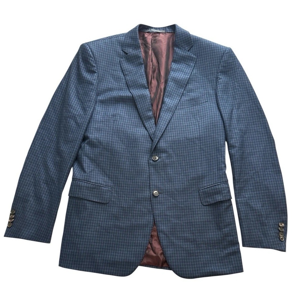 Pal Zileri Wool Blazer Sportcoat Size 56R IT Blue Plaid Made‎ In Italy